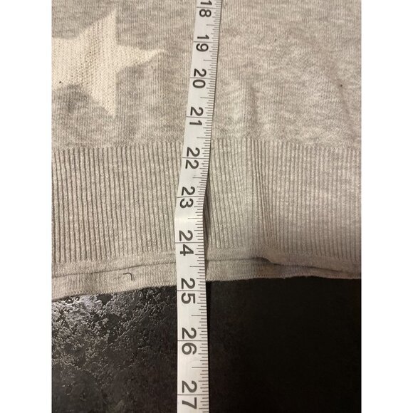 Time and Tru Gray Long Sleeve Knit White Stars Crewneck Sweater Sz XXL - Picture 8 of 8